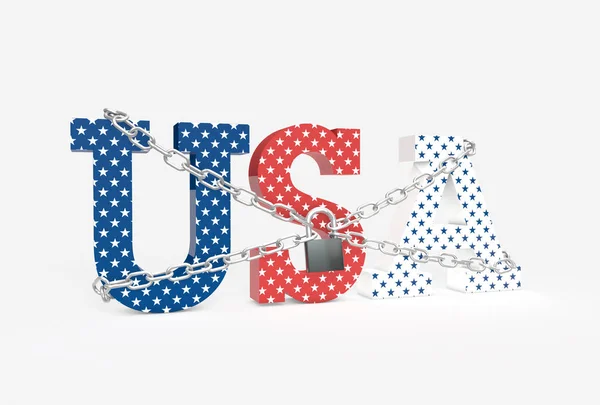 Letters Making Word Usa Stars Pattern Chains Padlock Government Shutdown — Stock Photo, Image