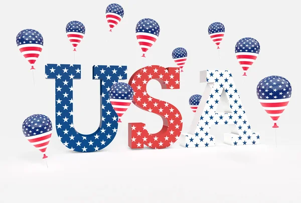 Letters Making Word Usa Stars Pattern Balloons Patriotic Coloring Front — Stock Photo, Image