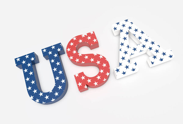 3D-буквы, составляющие слово США со звездами
.