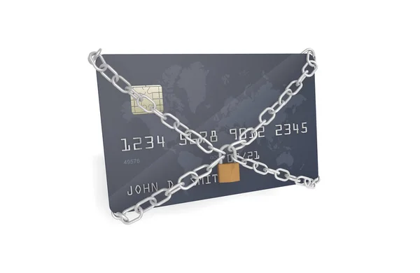 Credit Card Chains Padlock Secure Commerce Online Payments Concept — Stock Photo, Image