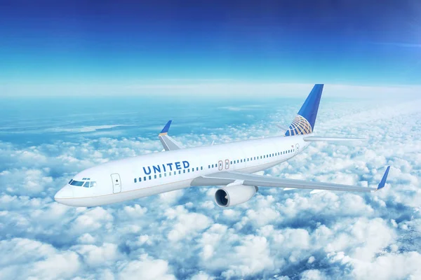 Hava Uçuş Görünümünü United Airlines Boeing 737 — Stok fotoğraf