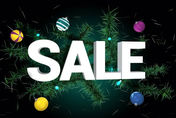 Illustration Word Sale Christmas Attributes Background Shopping Discount Price Concept — Stock Photo, Image