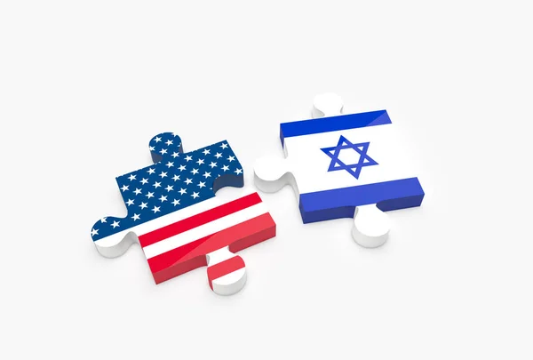 Due Pezzi Puzzle Con Bandiere Usa Israele Israele Concetto Relazioni — Foto Stock