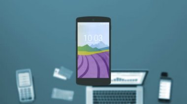 Vektör animasyon kablosuz ödemeler teknoloji Nfc kullanarak bir smartphone ile ödeme yapma