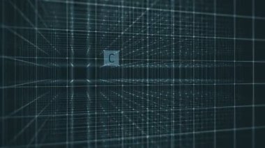 Alfabe harf simgeleri matris içinde görünür. Soyut bilişsel süreç kavramı.