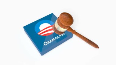 Plaka Obama bakım uygun fiyatlı sağlık Yasası logolu hakimin Tokmak (çekiç ile düştü).