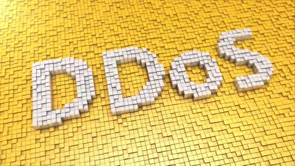 Akronim Pixelated Ddos Distributed Denial Service Wykonane Kostki Mozaiki Koncepcja — Wideo stockowe