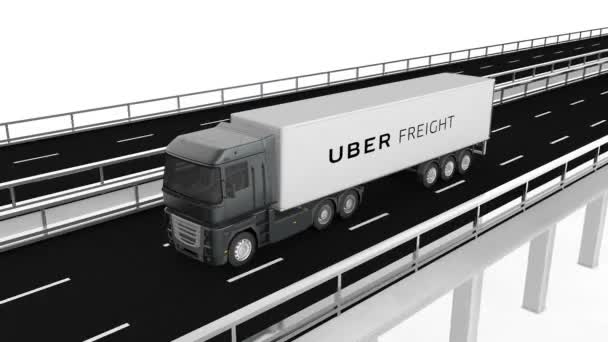 Camion Lungo Raggio Uber Freight Autostrada — Video Stock