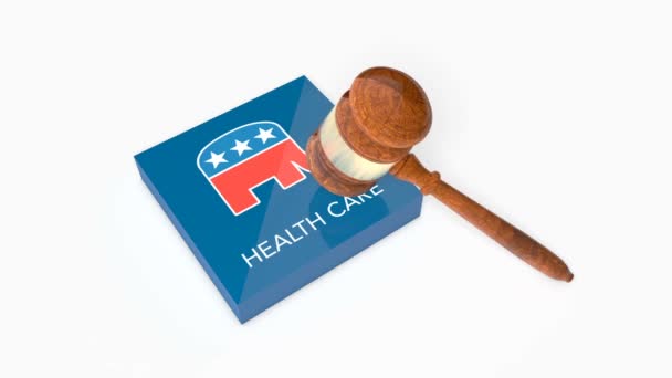 Placa Con Logotipo Del Partido Republicano Gop Etiqueta Texto Healthcare — Vídeo de stock
