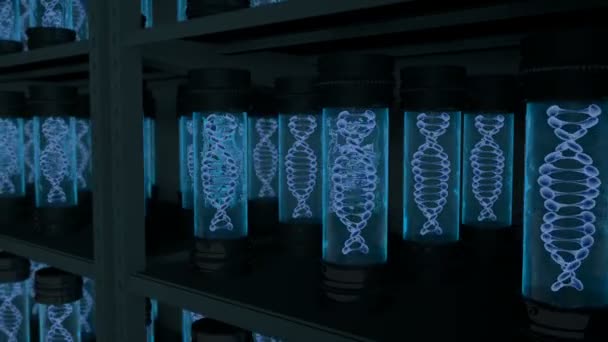 Close Seamless Loop Containers Double Helix Dna Molecule Stored Shelves — Video Stock
