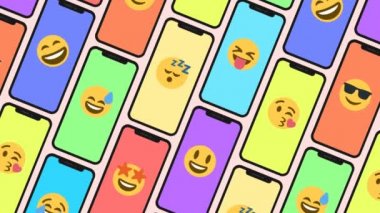Akıllı telefonlar ve emoji emoticons yapılan bir desen sorunsuz animasyon. 