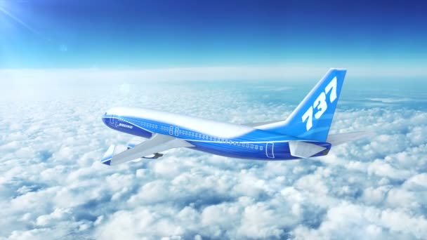 Flygning Syn Boeing 737 Kommersiell Passagerare Flygplan Flyger Högt Upp — Stockvideo