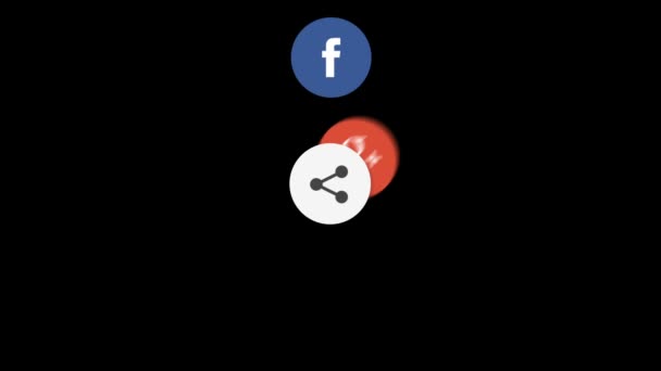 Social Media Iconen Pop Omhooggaand Van Share Knop — Stockvideo