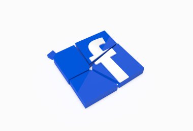 Facebook logosu ile kırık tabak