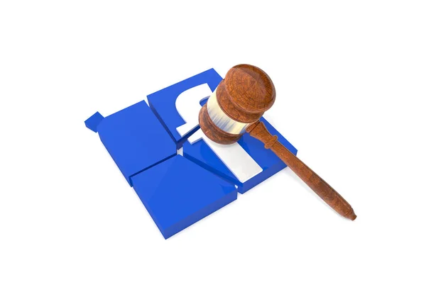 Broken Plate Facebook Logo Gavel — Stock Photo, Image