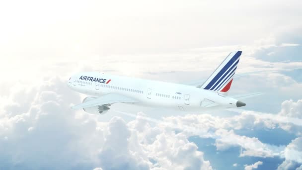 Vista Aérea Voo Air France Boeing 787 Dreamliner Voando Alto — Vídeo de Stock