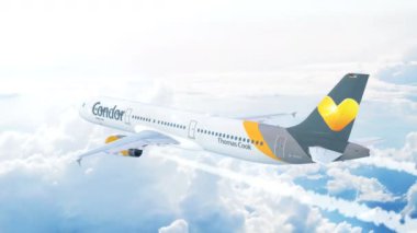 Airbus A321 Condor Havayolları Thomas Cook hava uçuş görünümünü bulutların üstünde uçan yüksek. 
