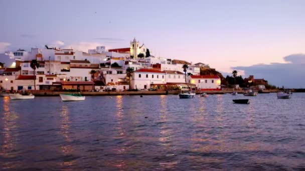 The village Ferragudo in the Algarve Portugal at sunset — Stock Video