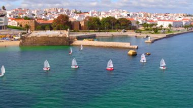 Algarve Portekiz 'deki Lagos şehrinden havadan.