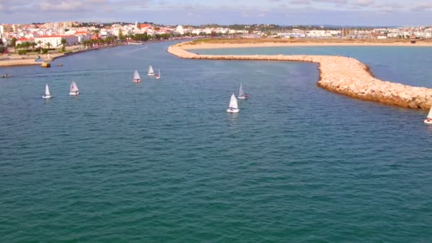 Εναέρια από την πόλη Λάγος στην Algarve της Πορτογαλίας — Αρχείο Βίντεο