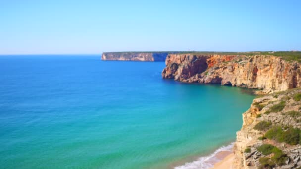 Aereo da rocce e oceano vicino Sagres in Portogallo — Video Stock