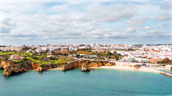 Luchtfoto van de stad Lagos in de Algarve in Portugal — Stockfoto