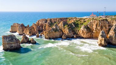 Ponte Piedade Lighthouse Lagos Portekiz ile gelen hava