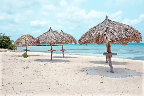 Ombrelloni in spiaggia sull'isola di Aruba — Foto Stock