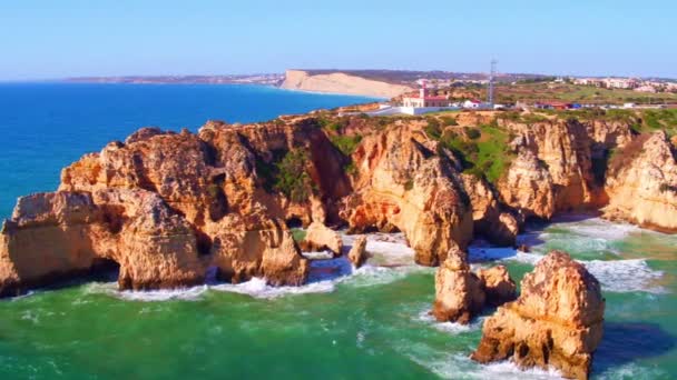 Aerial from Ponte Piedade in Lagos Portugal — Stock Video