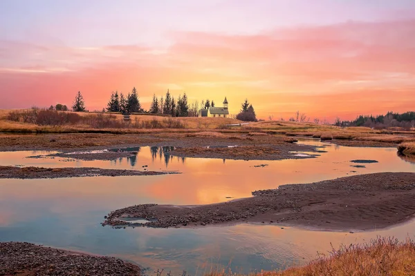 Sunset in the countryside from Iceland — Stock Photo, Image