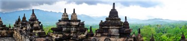Panorama Borobudur Tapınağı Endonezya Merkezi Java.
