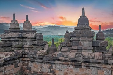 Endonezya orta Java Borobudur Tapınağı. Bu ünlü Buddh