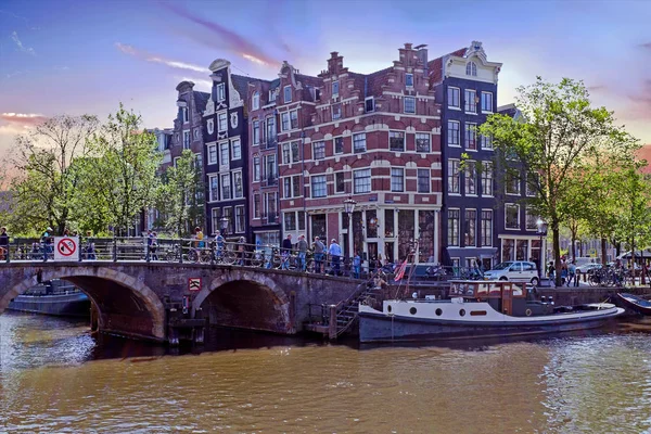 Città panoramica ad Amsterdam Paesi Bassi al Prinsengracht — Foto Stock