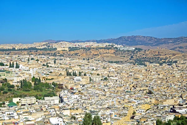 空中都市アフリカ モロッコのフェズ (Fez) から — ストック写真