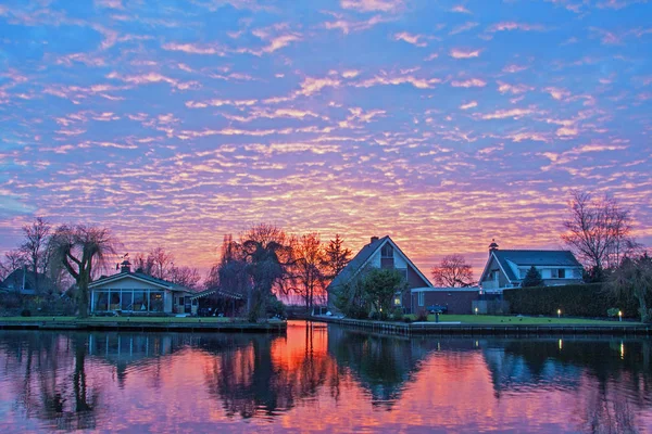 Traditionele Nederlandse huizen op het platteland van Nederland — Stockfoto