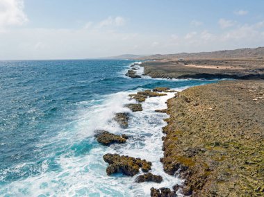 Aruba Island Karayip Denizi vahşi Kuzey kıyılarından