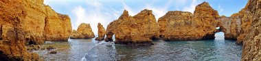 Doğal kayalıklar Ponte Piedade Lagos Portekiz'dan Panorama