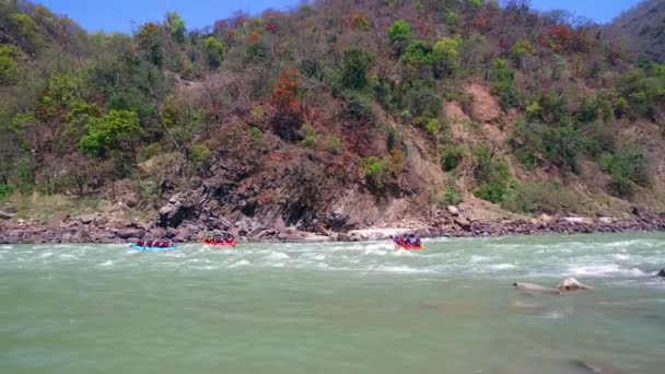 Rafting Auf Dem Fluss Ganga Indien — Stockvideo