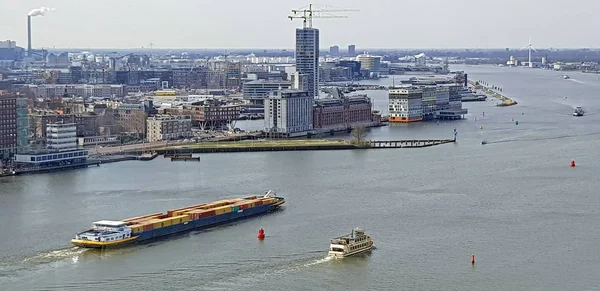 Luchtfoto van de haven in Amsterdam Nederland — Stockfoto