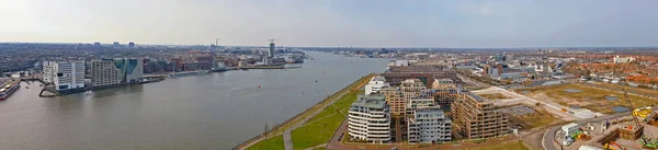 Aerial panorama utsikt från hamnen i Amsterdam Nederländerna — Stockfoto