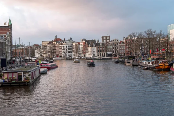 Paysage Urbain Amsterdam Aux Pays Bas Coucher Soleil — Photo