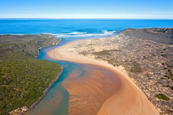 Luchtfoto Van Praia Amoreira Aan Westkust Portugal — Stockfoto