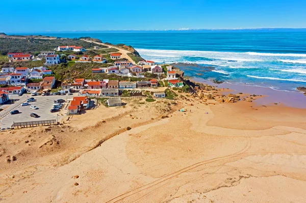 Luftaufnahme Aus Dem Traditionellen Dorf Monte Clerigo Der Westküste Portugals — Stockfoto