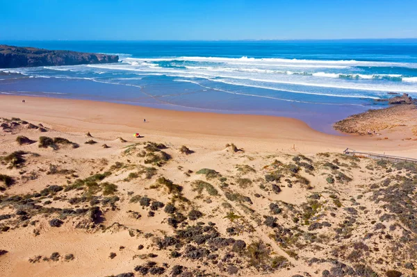 Aerial Amoreira Beach Algarve Πορτογαλία — Φωτογραφία Αρχείου