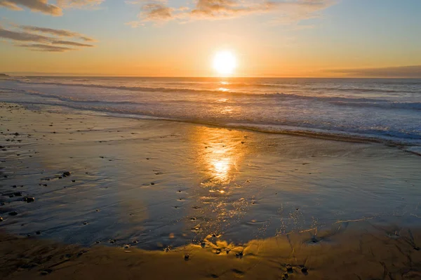 Aérea Praia Vale Figueiras Portugal Atardecer —  Fotos de Stock