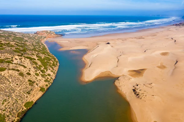 Luchtfoto Van Carapateira Strand Aan Westkust Portugal — Stockfoto