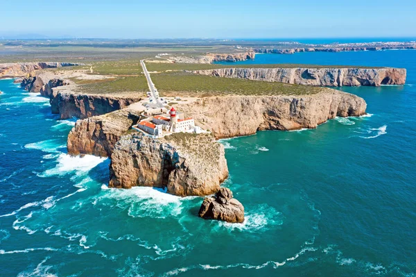 Letadlo Majáku Cabo Vicente Portugalsku — Stock fotografie