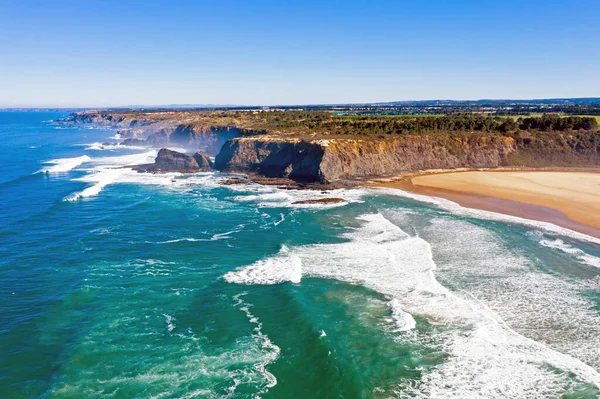Luchtfoto Uit Praia Odeceixe Aan Westkust Van Portugal — Stockfoto