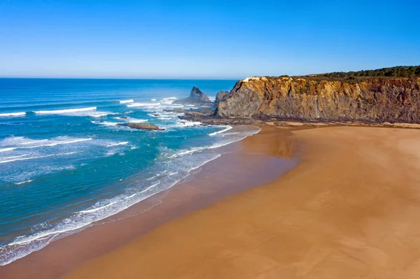 Vzduch Praia Odecixe Západním Pobřeží Portugalsku — Stock fotografie