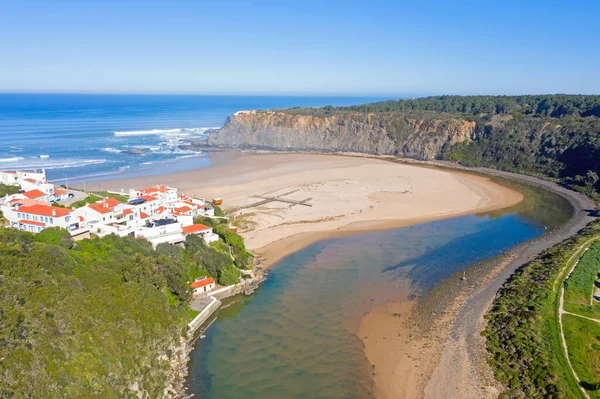 Vzduch Praia Odecixe Západním Pobřeží Portugalsku — Stock fotografie